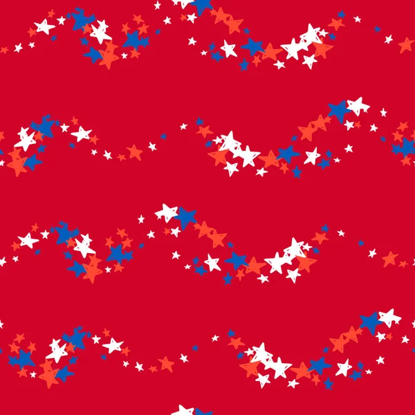 Varrat nélküli mintát, kék, piros, fehér csillaggal — Stock Vector
