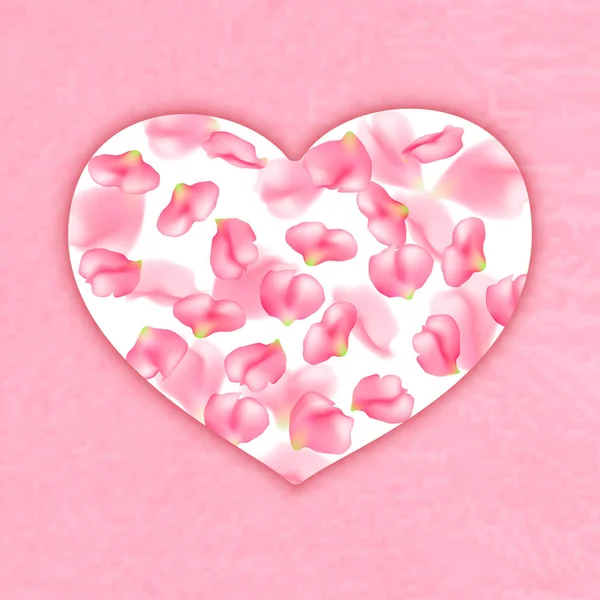 Rose petals heart for valentine's day