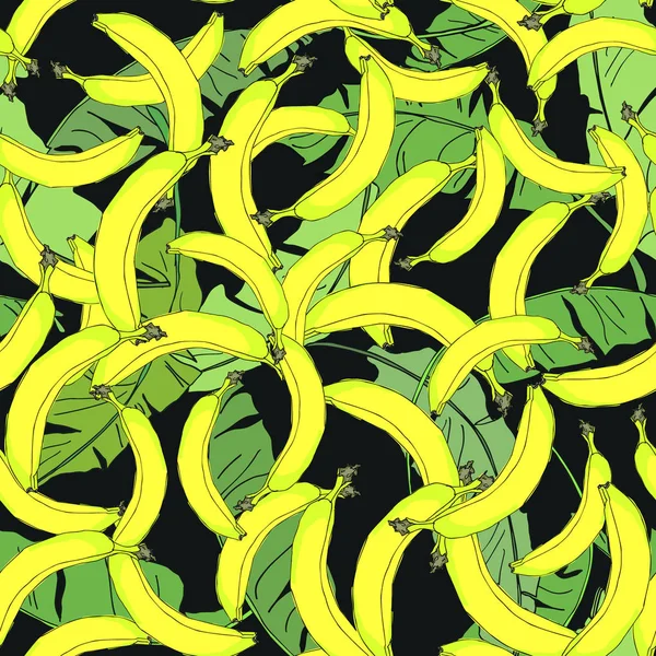 Απρόσκοπτη τροπικό μοτίβο με φύλλα μπανάνας — Διανυσματικό Αρχείο