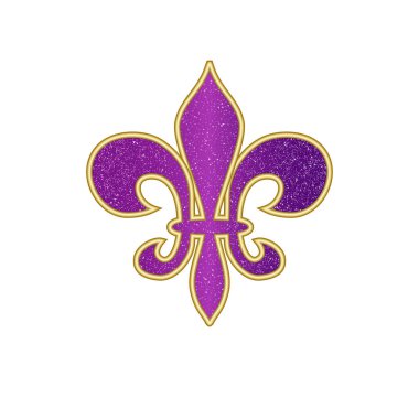 Güzel zambak zambağı sembolü beyaza izole edilmiş. Venedik karnavalı Mardi Gras partisi. Maskeli balo karnavalı için Heraldik zambak sembolü. Zambak çiçeği kraliyet sembolü. Vektör