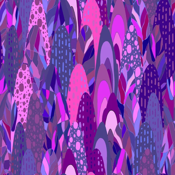 Modèle Sans Couture Dessiné Main Feuilles Abstraites Lumineuses Violet Couleurs — Image vectorielle