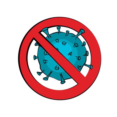 Koronavirüsü durdurun. Coronavirus COVID-19, Coronavirus 'u durdurun. Koronavirüs karantinası, pandemik sağlık riski, karantina ve solunum virüsü kavramı. Vektör