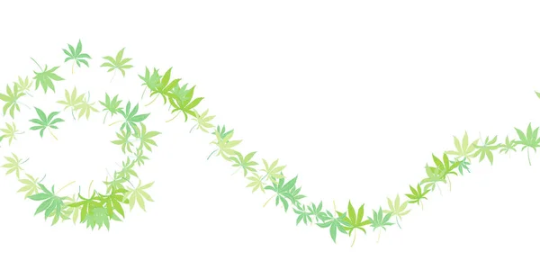 Οριζόντιο Μοτίβο Φύλλα Κάνναβης Μαριχουάνας Που Απομονώνονται Λευκό Χειροποίητα Φύλλα — Διανυσματικό Αρχείο