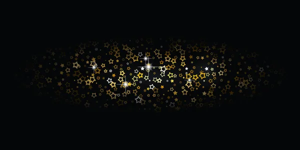Schöne Muster Goldene Sterne Fliegen Gold Glitzernden Hintergrund Mit Sternenstaub — Stockvektor