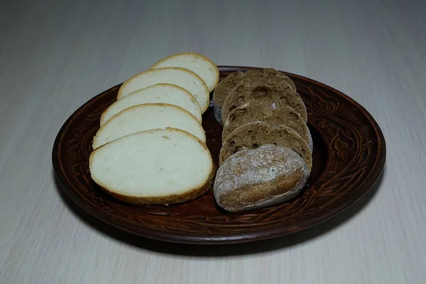 Їжа Хліб Ізольовані Білий Коричневий Закуска Солодкий Торт Хліб Запечений — стокове фото