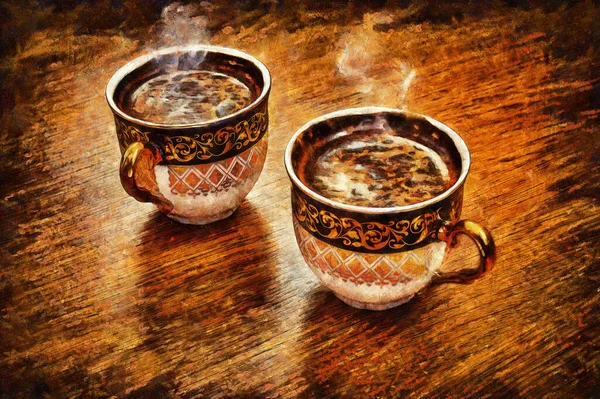 Kunst Tasse Kaffee Mit Zimt — Stockfoto