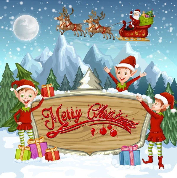 Kerstmis banners met santa claus — Stockvector