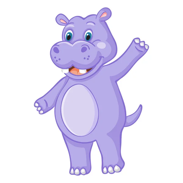 Drôle de dessin animé hippopotame sur fond blanc — Image vectorielle