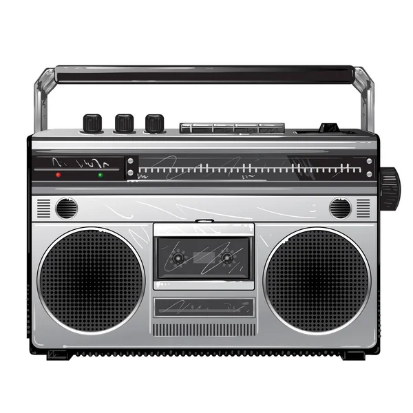 Radio Silver retro boom box radio — Vettoriale Stock