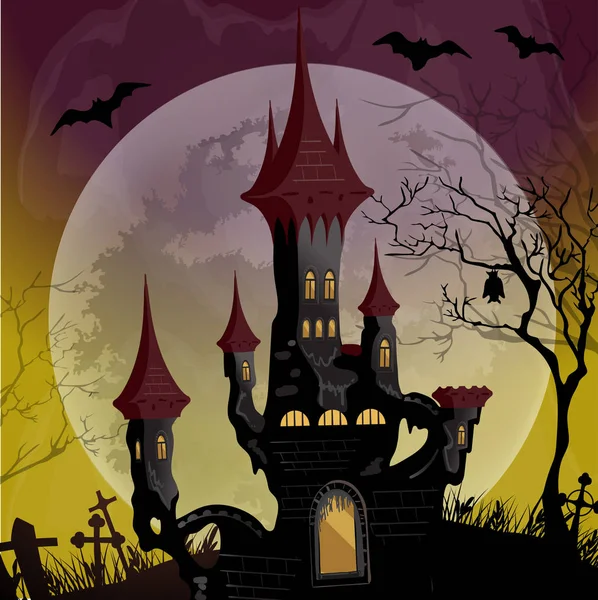 Halloween gece sahne ürkütücü hayalet kale ile