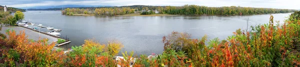 Panorama of the hudson river in the fall