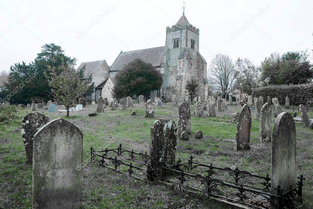 An English church and grave yard 