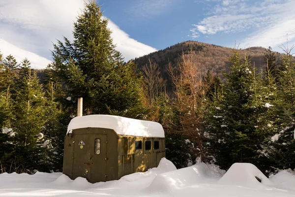 Paisaje Invernal Con Vistas Bosque Las Montañas Ucrania Guta — Foto de Stock