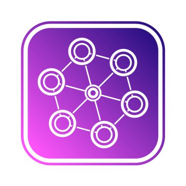 Beyaz arkaplanda bağlantı işareti olan mor düğme