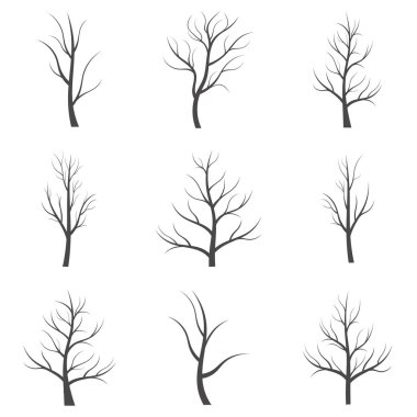 Beyaz arkaplanda ağaç simgesi ayarlandı