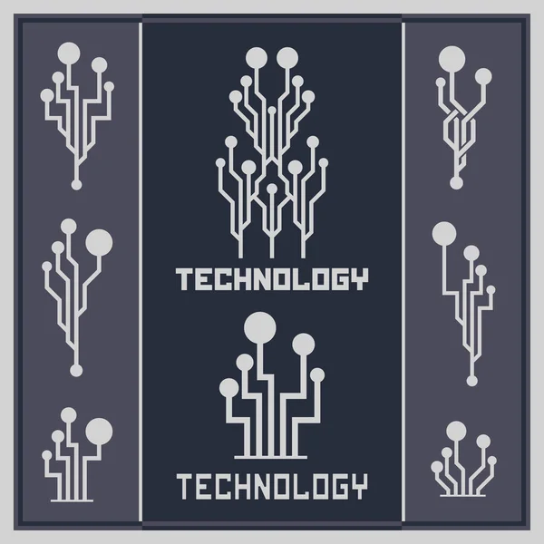 Набор Иконок Технологии Абстрактном Современном Фоне — стоковый вектор