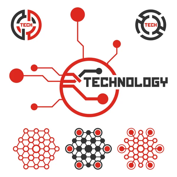 Set Von Technologie Symbolen Auf Weißem Abstrakten Modernen Hintergrund — Stockvektor