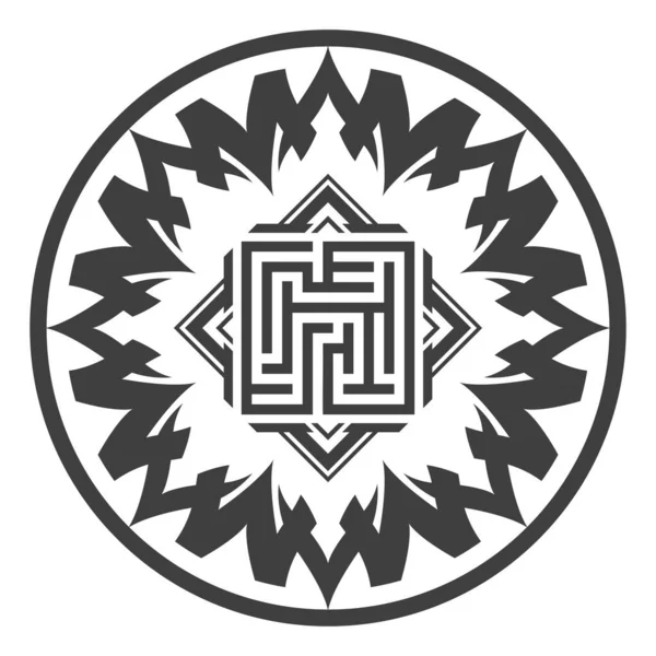 Black White Labyrinth Circles Modern Background — Stock Vector