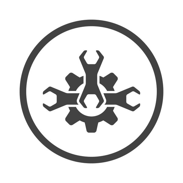 значок шестерни на белом фоне