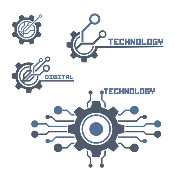 Set Von Technologie Symbolen Auf Weißem Abstrakten Modernen Hintergrund — Stockvektor