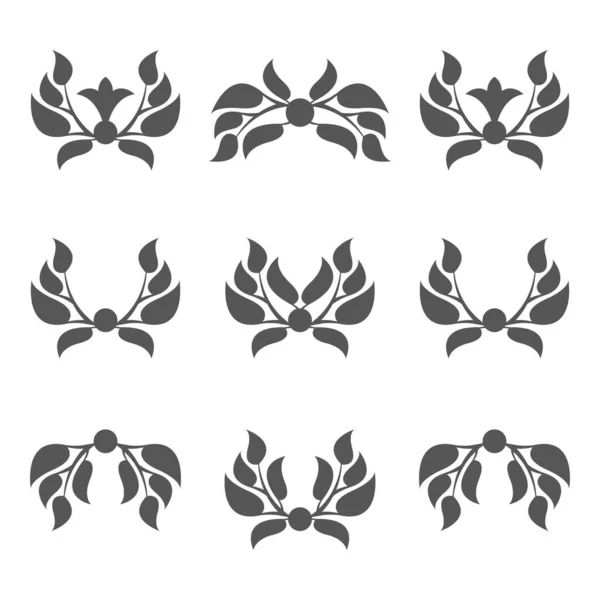 Bloemen Pictogram Ingesteld Witte Achtergrond — Stockvector