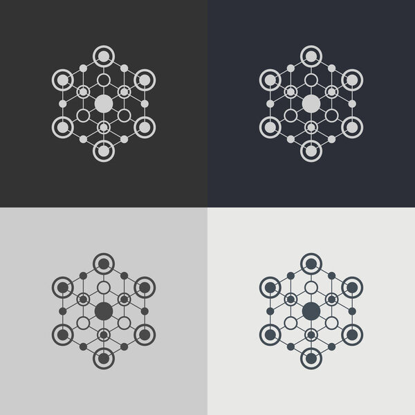 Polygonal icon set vector illustration