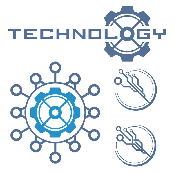 Набор Технологических Икон Белом Абстрактном Современном Фоне — стоковый вектор