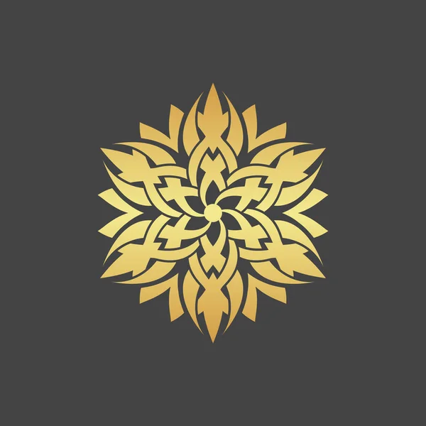 Icono Floral Sobre Fondo Oscuro — Vector de stock