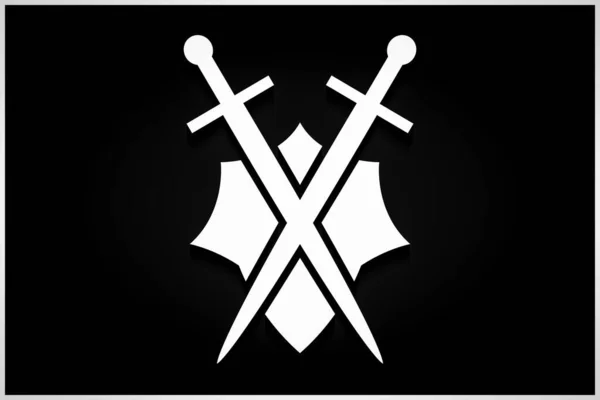 Schwerter Und Schild Auf Modernem Hintergrund — Stockfoto