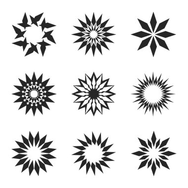 Beyaz arkaplanda okları olan geometrik çemberler kümesi