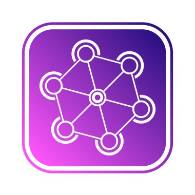 Beyaz arkaplanda bağlantı işareti olan mor düğme