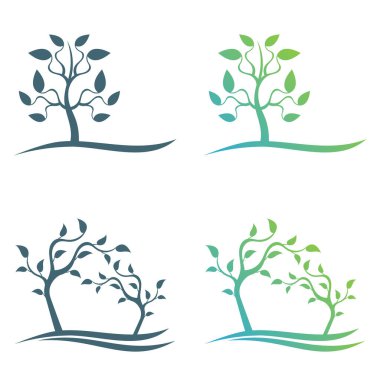 Beyaz soyut modern arkaplanda ağaçlar dizisi