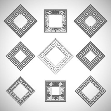 Beyaz arkaplanda geometrik simgeler kümesi