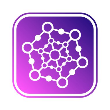 Beyaz arkaplanda bağlantı işareti olan mor düğme