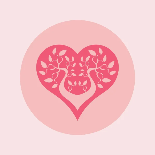 Amour Coeur Signe Avec Arbre Branches Arrière Plan — Image vectorielle