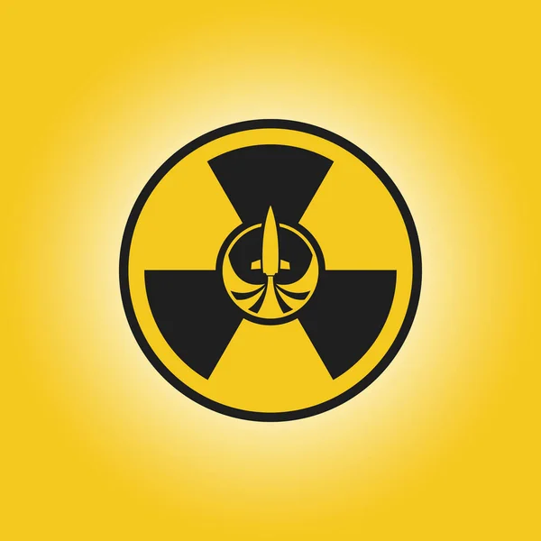 Atom Rocket Icon Yellow Background — Stock Vector