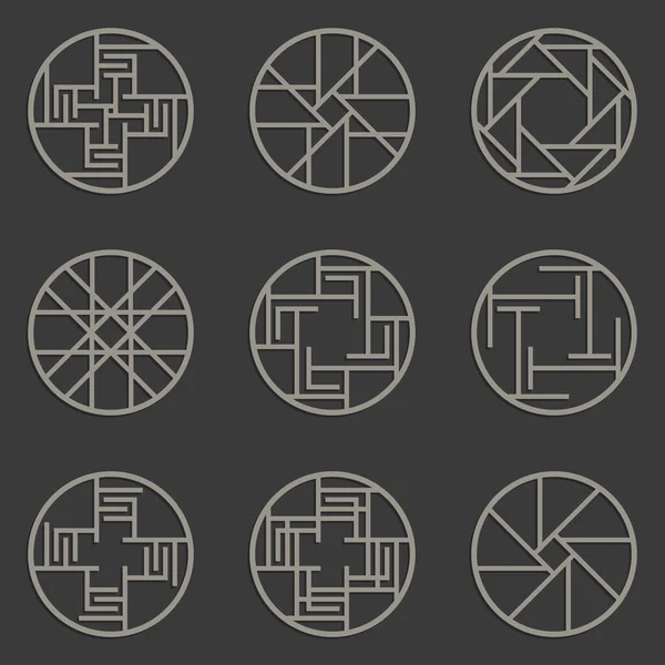 Icono Poligonal Set Vector Ilustración — Archivo Imágenes Vectoriales