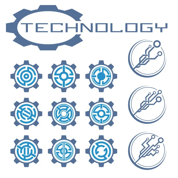 Set Von Technologie Symbolen Auf Weißem Abstrakten Modernen Hintergrund — Stockvektor