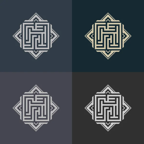 Abstrakter Moderner Hintergrund Mit Einer Reihe Geometrischer Logos — Stockvektor