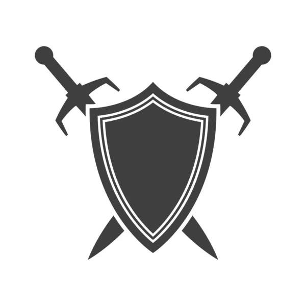 Schwerter Und Schild Symbol Auf Weißem Hintergrund — Stockvektor