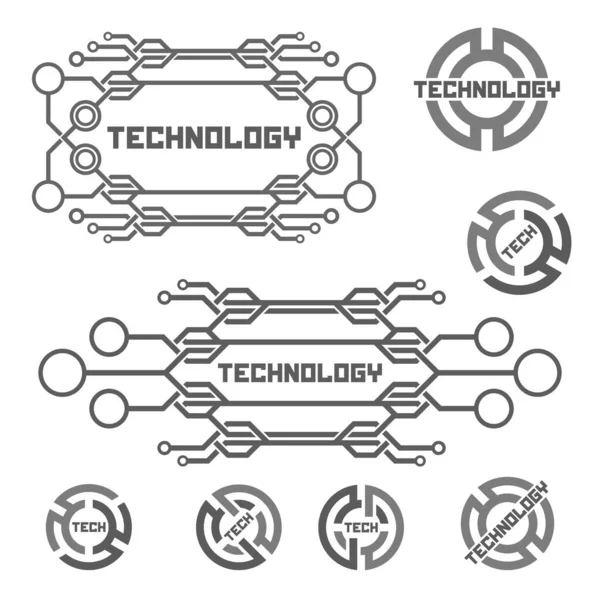 Ícone Tecnologia Definido Fundo Branco — Vetor de Stock