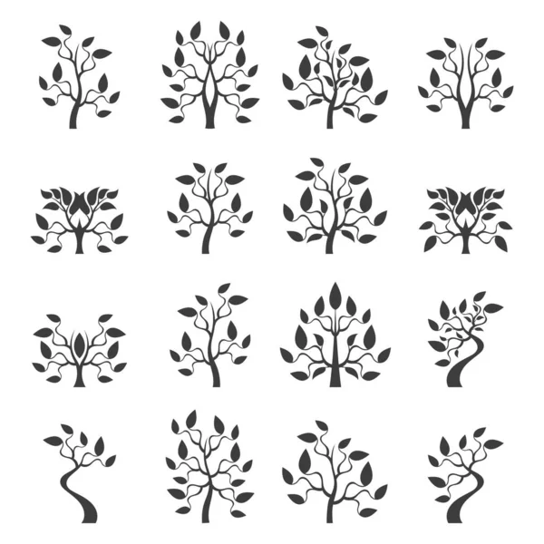 Tree Icon Set White Background — Stock Vector