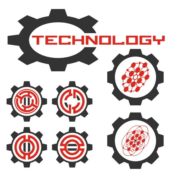 Set Icone Della Tecnologia Sfondo Bianco Astratto Moderno — Vettoriale Stock