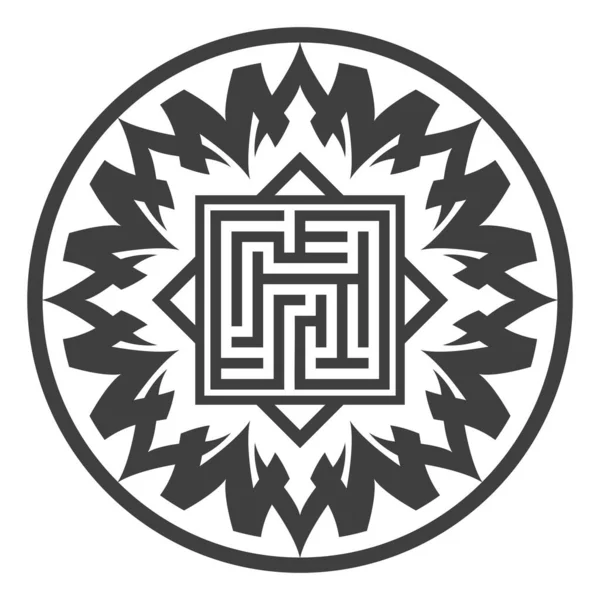 Black White Labyrinth Circles Modern Background — Stock Vector