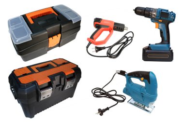 İnşaat aletleri. Tamir için aletler. Araç izole edildi.