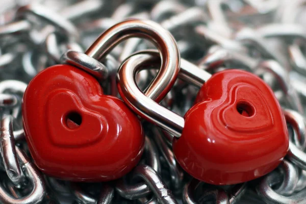 Corazón Rojo Bloquea Con Cadenas — Foto de Stock