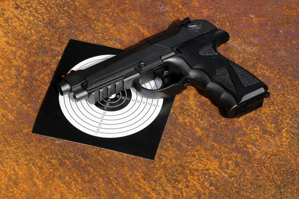 Pistola Negra Objetivo Cerca — Foto de Stock