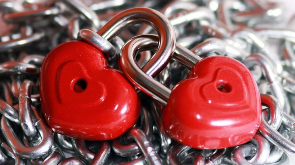 Corazón Rojo Bloquea Con Cadenas — Foto de Stock