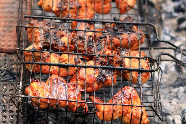 Poulet Barbecue Viande Sur Gril — Photo