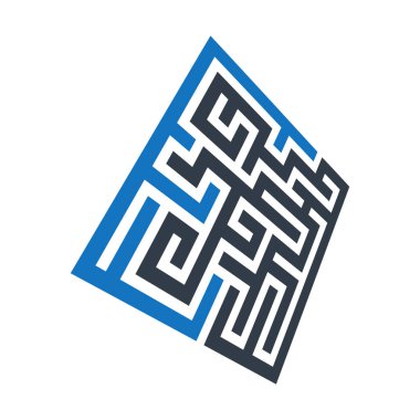 Beyaz arkaplanda mavi ve siyah labirent